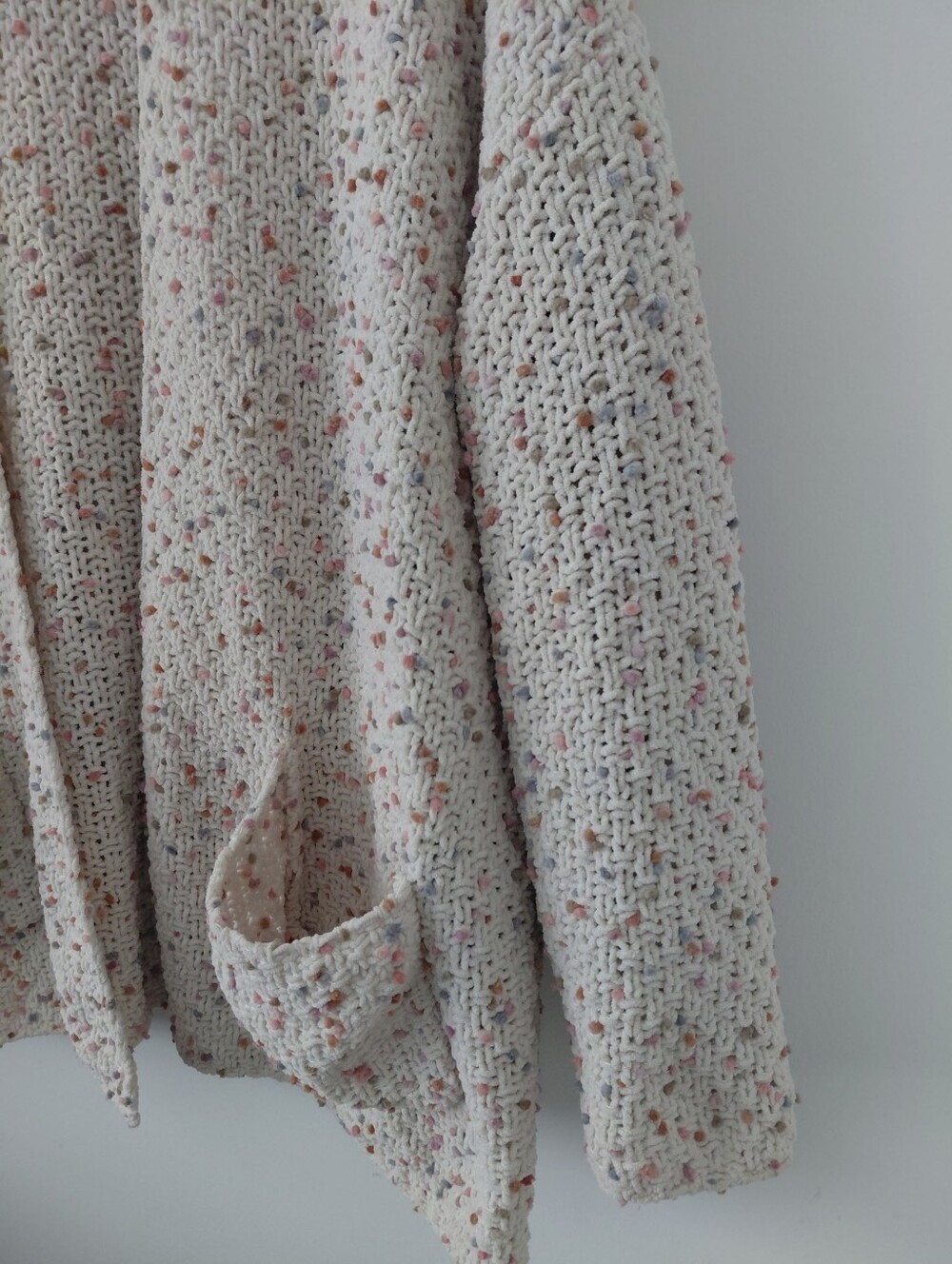 Moon & Madison Cream Speckled Open-Front Knit Cardigan - Picture 6 of 9